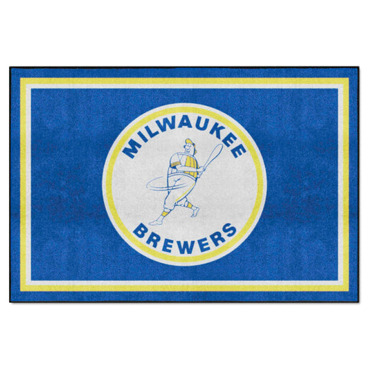 Milwaukee Brewers 5ft. x 8 ft. Plush Area Rug - Retro Collection - Milwaukee Brewers