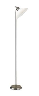 Elemental Brushed Steel Metal Torchiere With White Cone Shade - Homeroots - Flyclothing LLC