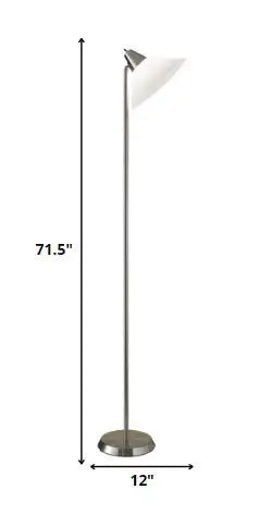 Elemental Brushed Steel Metal Torchiere With White Cone Shade - Homeroots - Flyclothing LLC