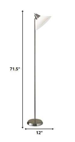 Elemental Brushed Steel Metal Torchiere With White Cone Shade - Homeroots - Flyclothing LLC