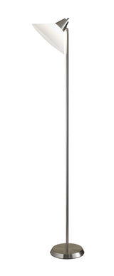 Elemental Brushed Steel Metal Torchiere With White Cone Shade - Homeroots - Flyclothing LLC