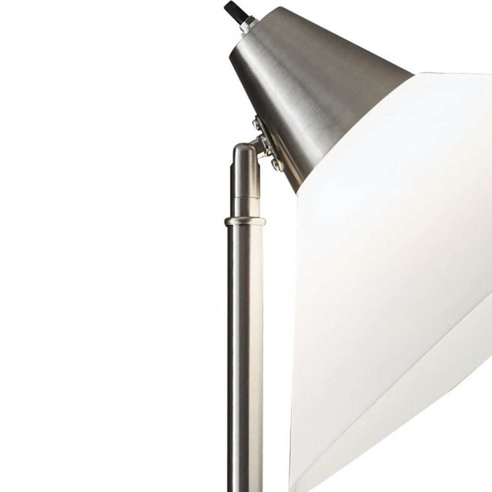 Elemental Brushed Steel Metal Torchiere With White Cone Shade - Homeroots - Flyclothing LLC