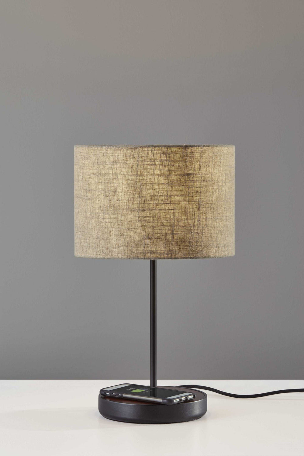 Matte Black Metal Wood Wireless Charging Table Lamp - Homeroots - Flyclothing LLC