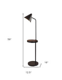 59" Matte Tray Table Floor Lamp With Black Metal Cone Shade - Homeroots - Flyclothing LLC