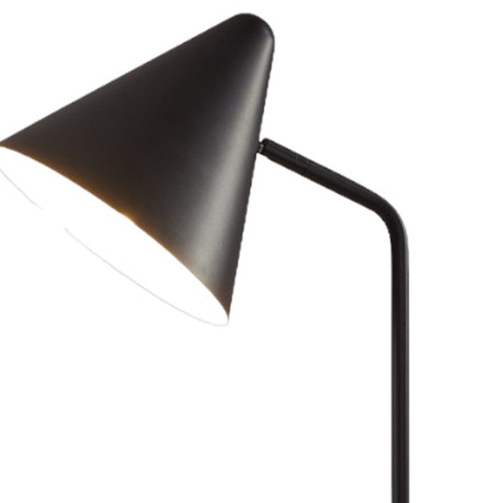 59" Matte Tray Table Floor Lamp With Black Metal Cone Shade - Homeroots - Flyclothing LLC