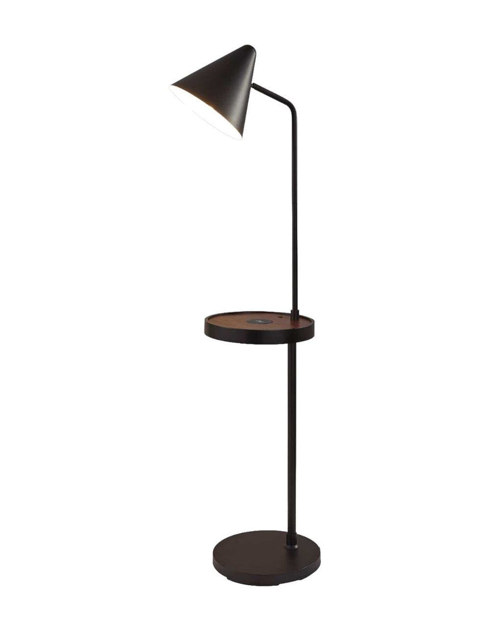 59" Matte Tray Table Floor Lamp With Black Metal Cone Shade - Homeroots - Flyclothing LLC