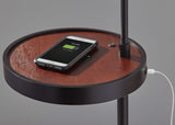 64" Black Tray Table Floor Lamp With Beige Drum Shade - Homeroots - Flyclothing LLC