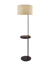 64" Black Tray Table Floor Lamp With Beige Drum Shade - Homeroots - Flyclothing LLC
