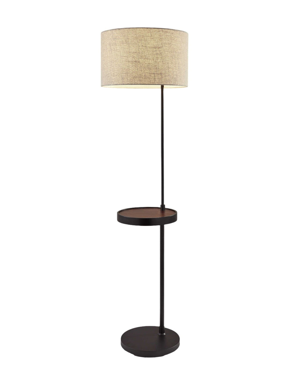 64" Black Tray Table Floor Lamp With Beige Drum Shade - Homeroots - Flyclothing LLC