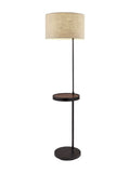 64" Black Tray Table Floor Lamp With Beige Drum Shade - Homeroots