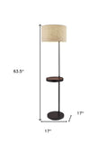 64" Black Tray Table Floor Lamp With Beige Drum Shade - Homeroots - Flyclothing LLC
