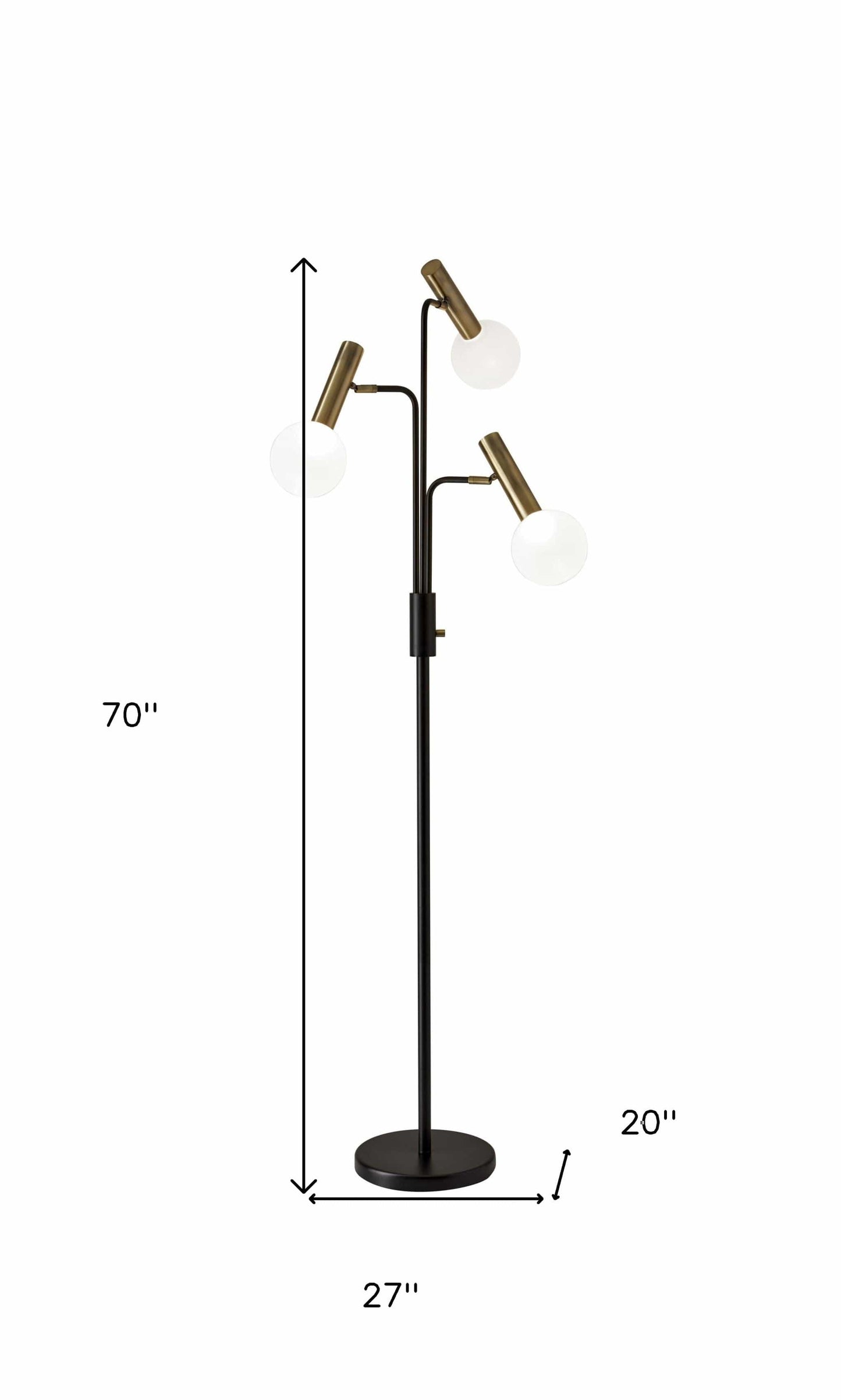 70" Black Three Light Novelty Floor Lamp - Homeroots - Flyclothing LLC