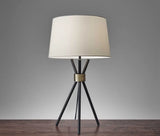 Black Metal Tripod Leg With Antique Brass Accent Table Lamp - Homeroots - Flyclothing LLC