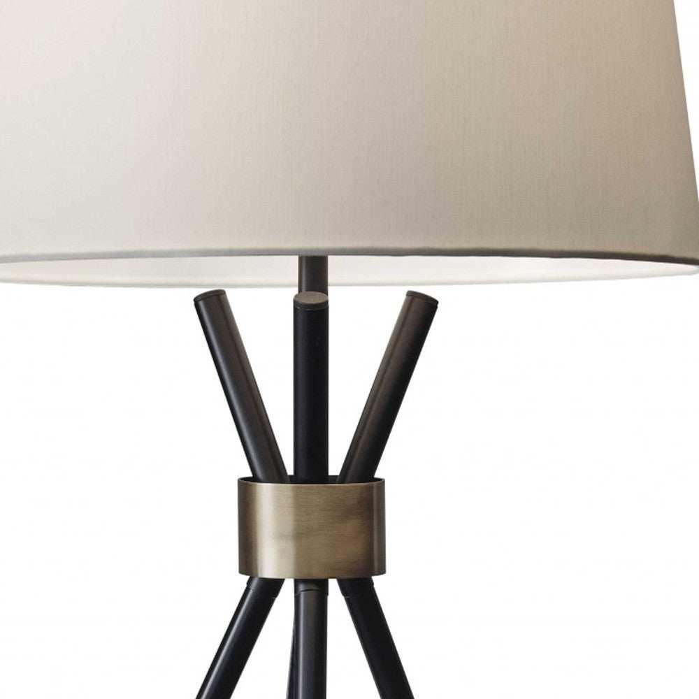 Black Metal Tripod Leg With Antique Brass Accent Table Lamp - Homeroots - Flyclothing LLC