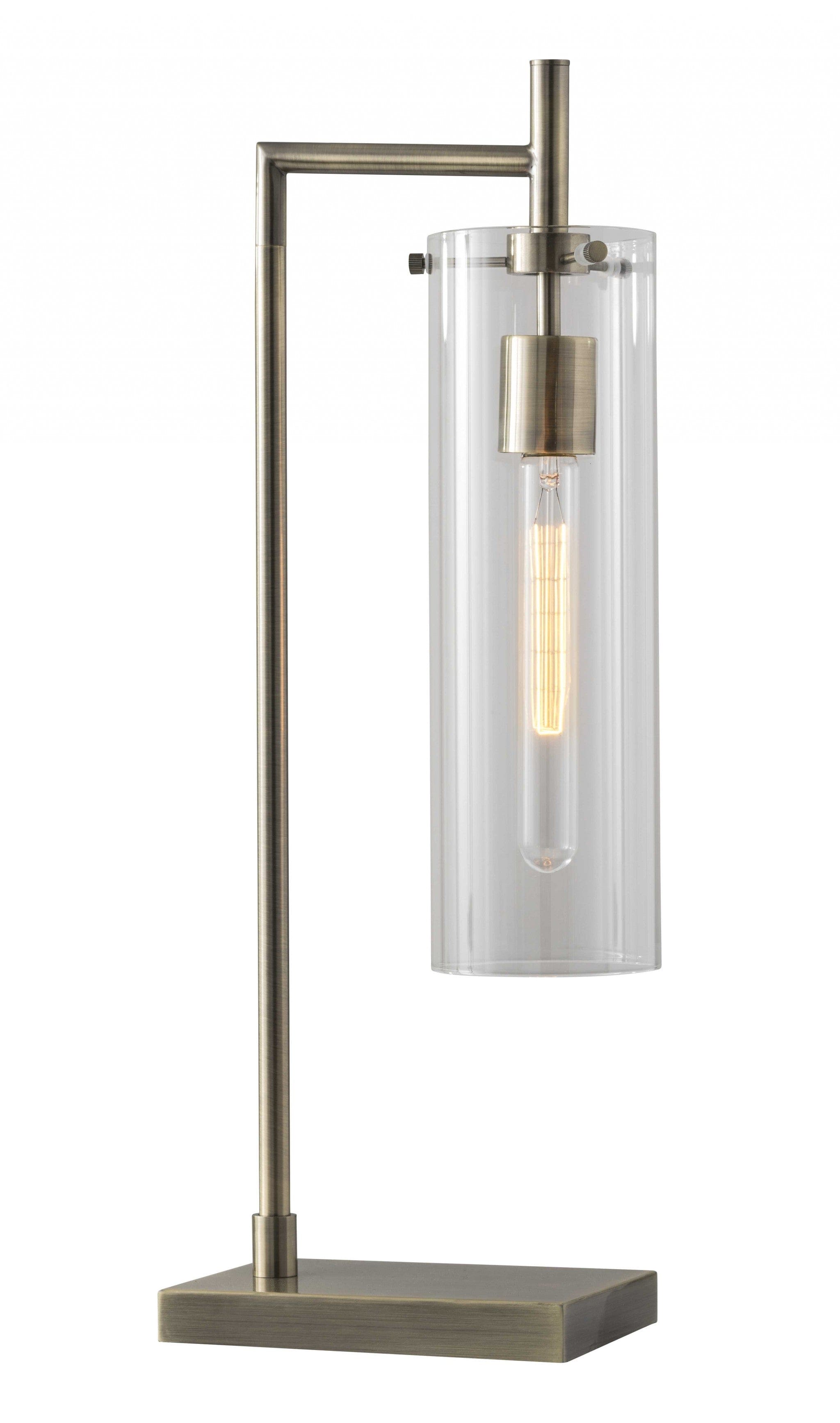 24" Brass Novelty With Clear Cylinder Shade - Homeroots