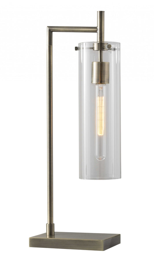 24" Brass Novelty With Clear Cylinder Shade - Homeroots