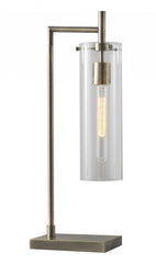 24" Brass Novelty With Clear Cylinder Shade - Homeroots