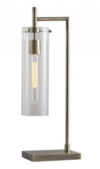 24" Brass Novelty With Clear Cylinder Shade