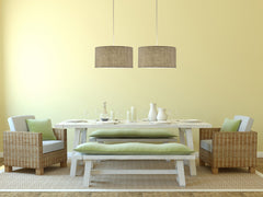 Burlap Fabric Light Brown Electric Drum Pendant Lamp - Homeroots