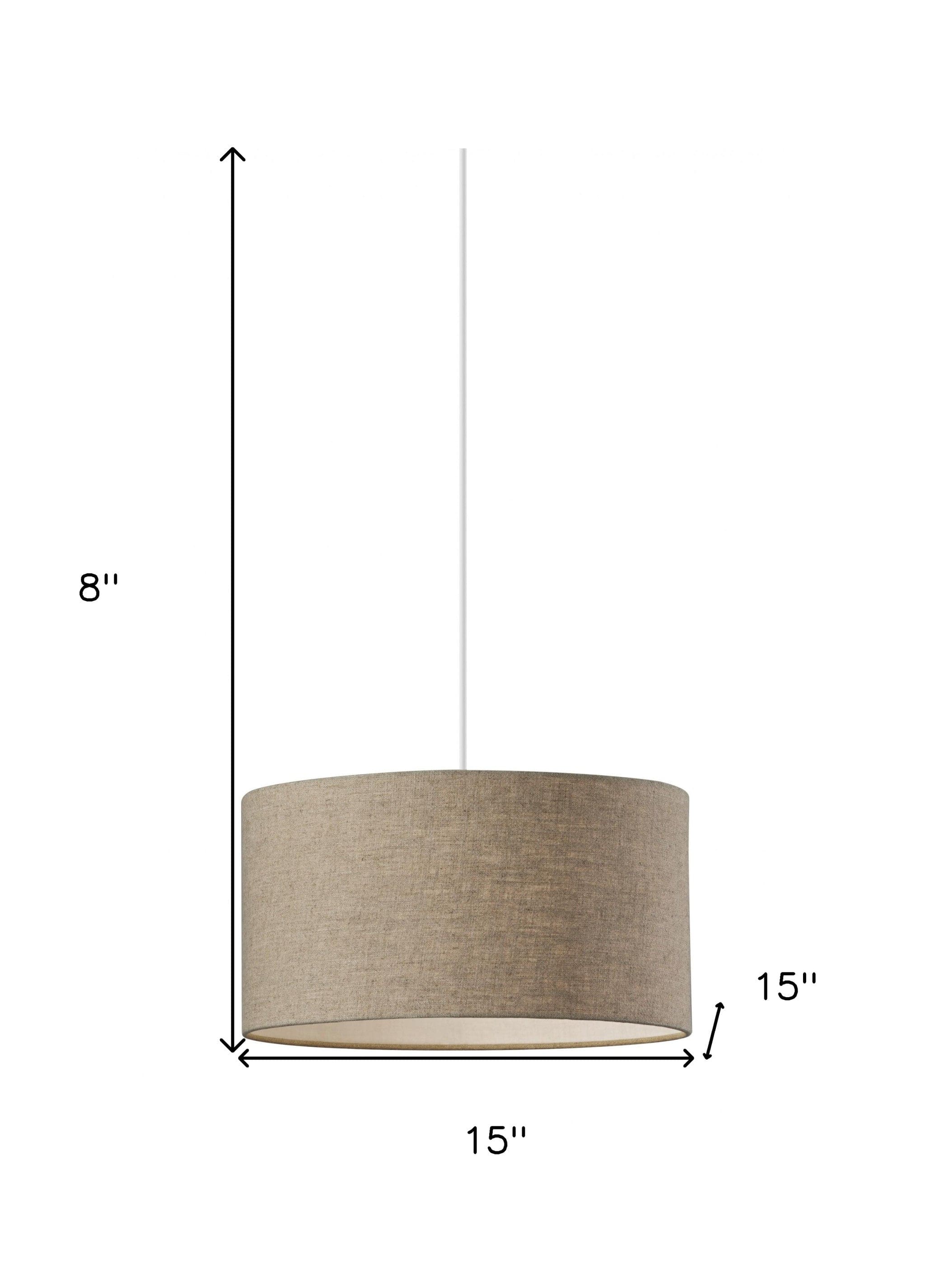 Burlap Fabric Light Brown Electric Drum Pendant Lamp - Homeroots