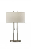27" Silver Metal Bedside Table Lamp With White Shade - Homeroots