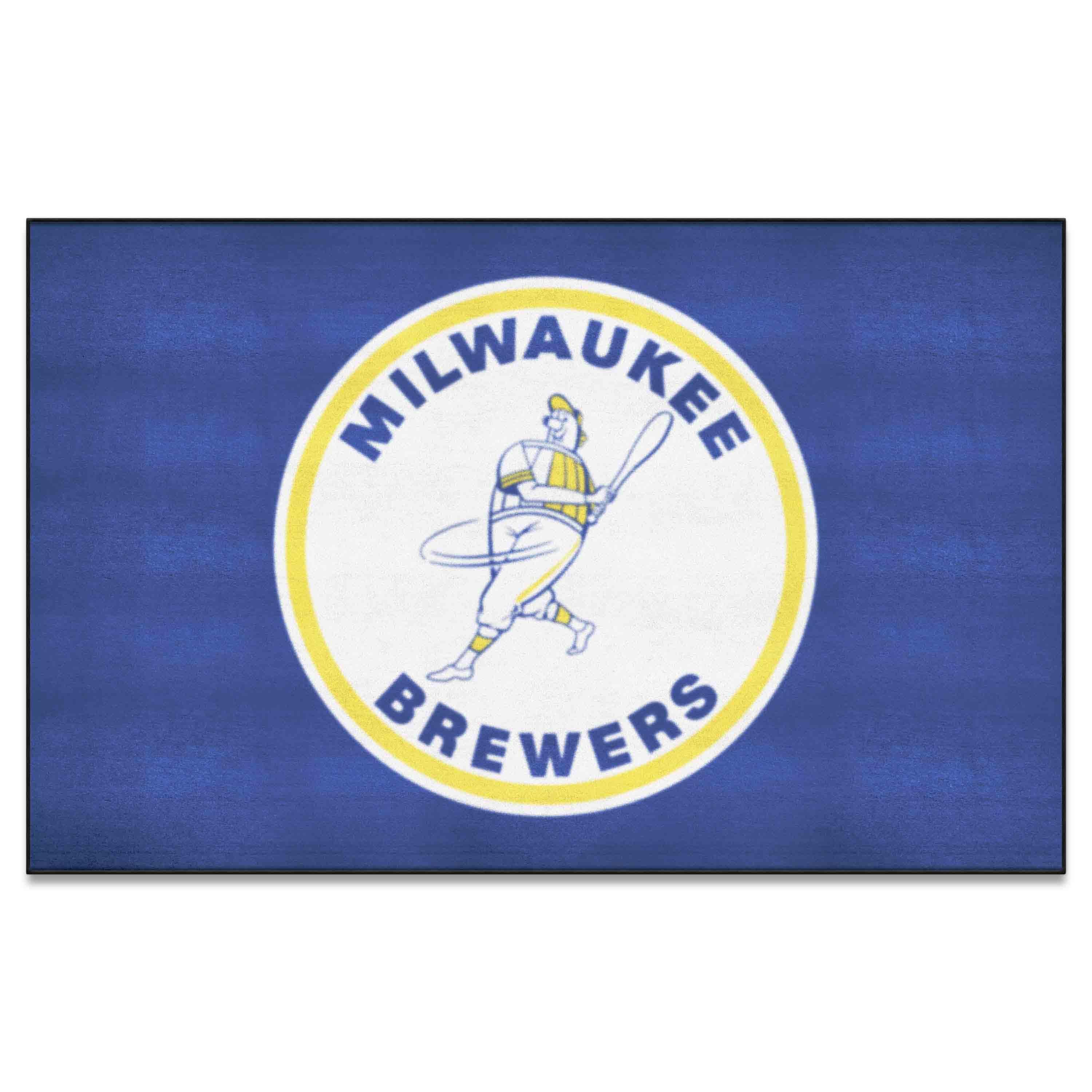 Milwaukee Brewers Ulti-Mat Rug - 5ft. x 8ft. - Retro Collection - Milwaukee Brewers