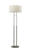 62" Brushed Task Floor Lamp With White Fabric Drum Shade - Homeroots