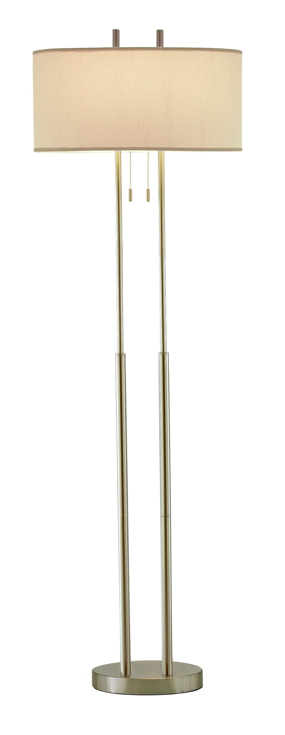 62" Brushed Task Floor Lamp With White Fabric Drum Shade - Homeroots - Flyclothing LLC