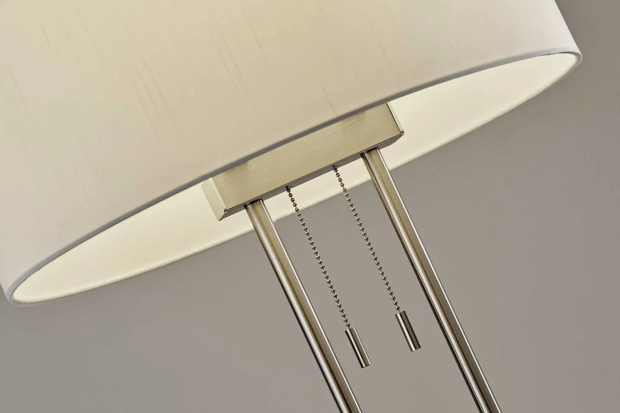 62" Brushed Task Floor Lamp With White Fabric Drum Shade - Homeroots - Flyclothing LLC
