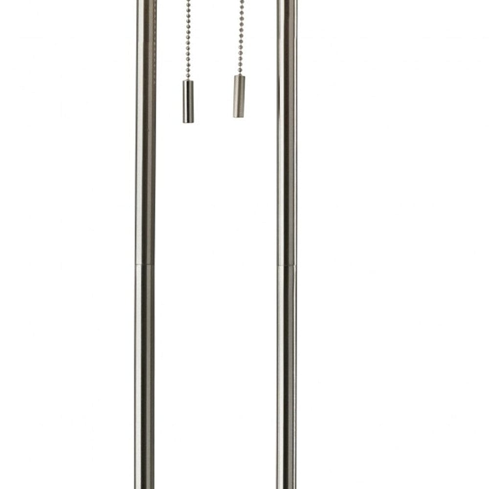 62" Brushed Task Floor Lamp With White Fabric Drum Shade - Homeroots - Flyclothing LLC