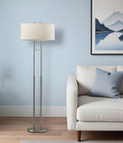 62" Brushed Task Floor Lamp With White Fabric Drum Shade - Homeroots
