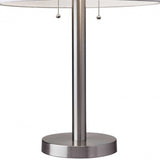 28" Silver Metal Two Light Bedside Table Lamp With White Drum Shade - Homeroots