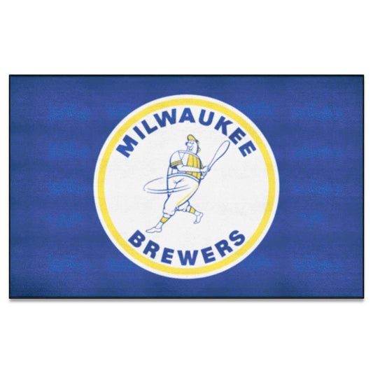 Milwaukee Brewers Ulti-Mat Rug - 5ft. x 8ft. - Retro Collection - Milwaukee Brewers