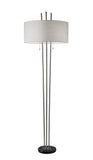 71" Two Light Three Pole Floor Lamp With White Fabric Drum Shade - Homeroots