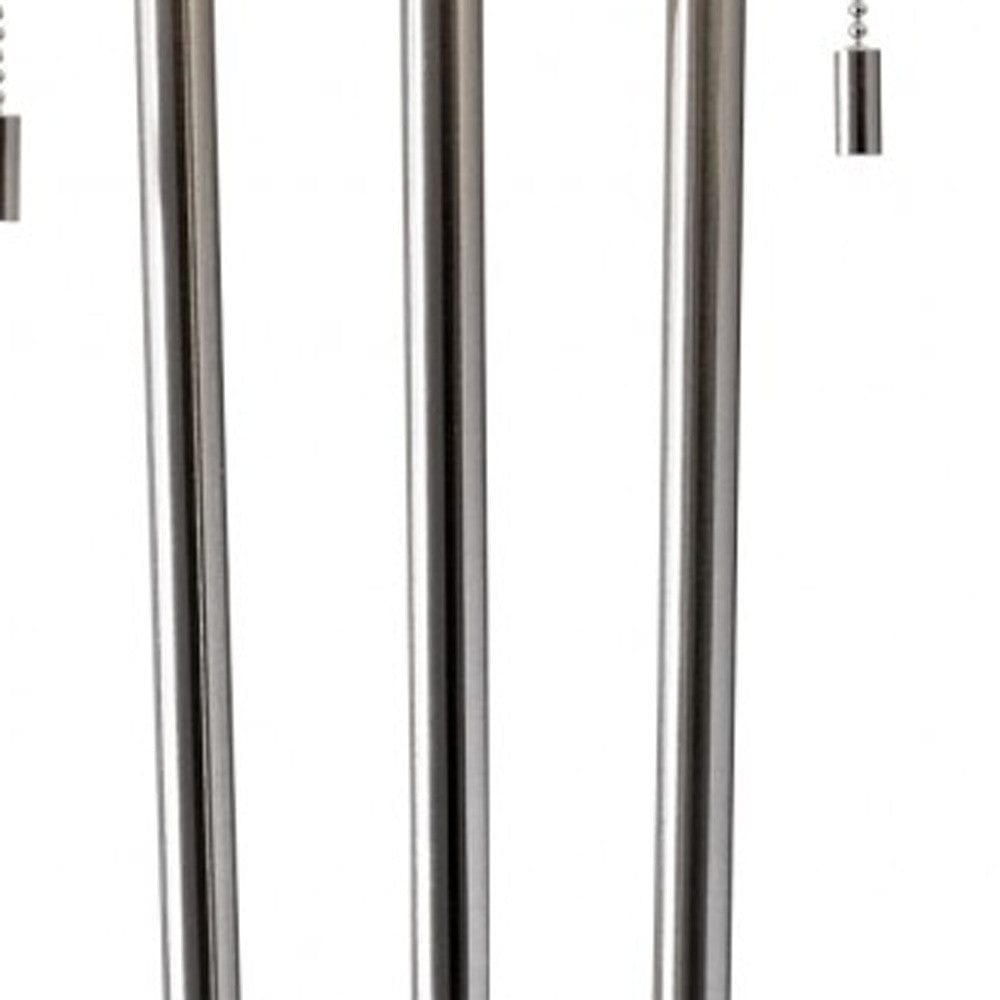 71" Two Light Three Pole Floor Lamp With White Fabric Drum Shade - Homeroots