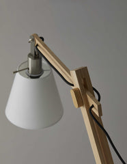 25" Natural Wood Adjustable Height Table Lamp With White Bell Shade