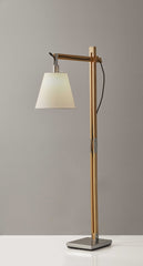 Natural Wood Floor Lamp With Adjustable Hinged Arm - Homeroots