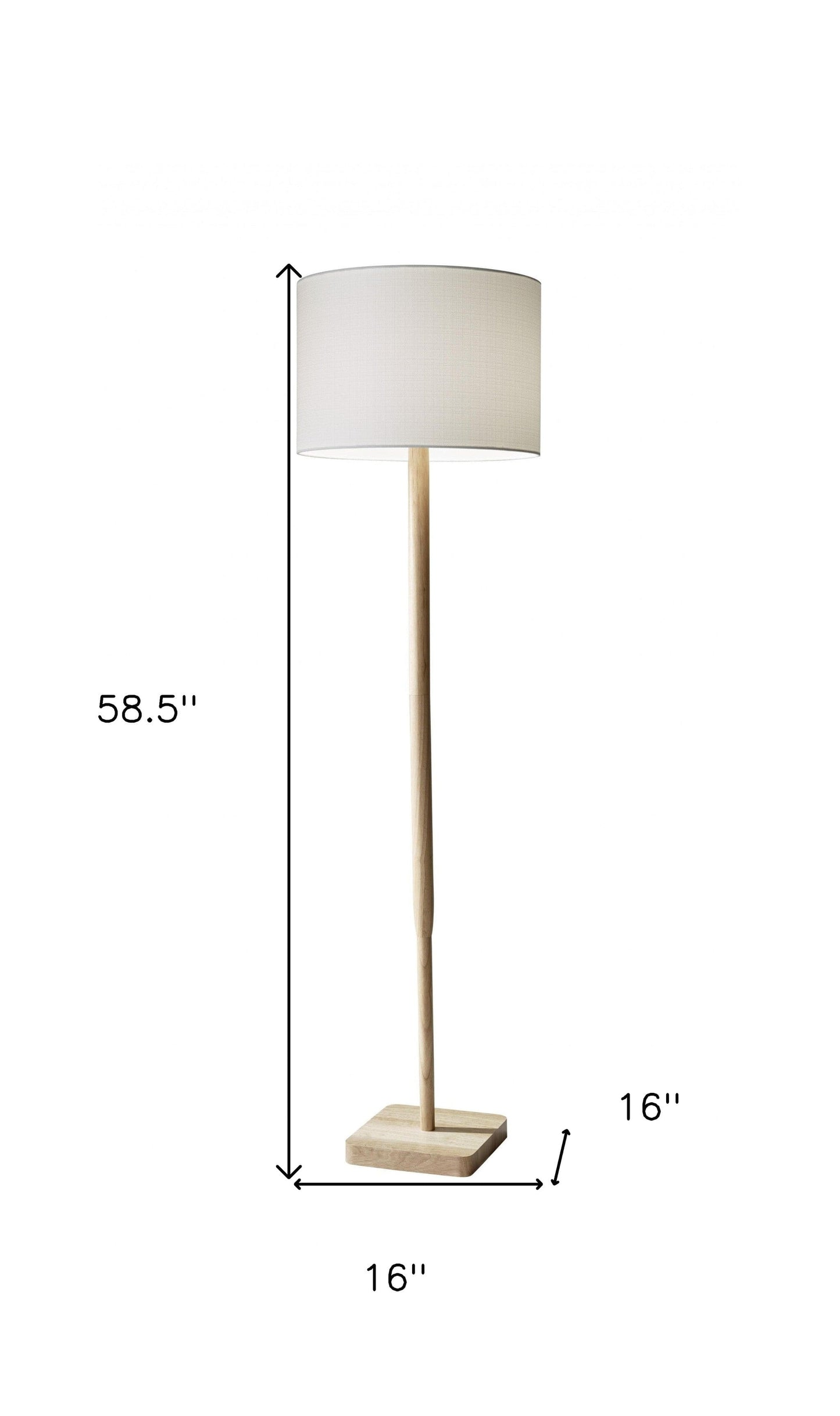 59" Solid Wood Traditional Shaped Floor Lamp With White Drum Shade - Homeroots - Flyclothing LLC