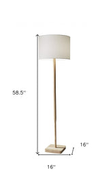 59" Solid Wood Traditional Shaped Floor Lamp With White Drum Shade - Homeroots - Flyclothing LLC