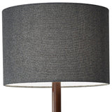 59" Brown Solid Wood Floor Lamp With Dark Gray Fabric Drum Shade - Homeroots