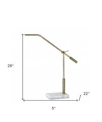 Sleek Brass Metal Adjustable And Dimmable Led Desk Lamp - Homeroots
