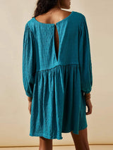 Cutout Textured Long Sleeve Mini Dress - Trendsi - Flyclothing LLC
