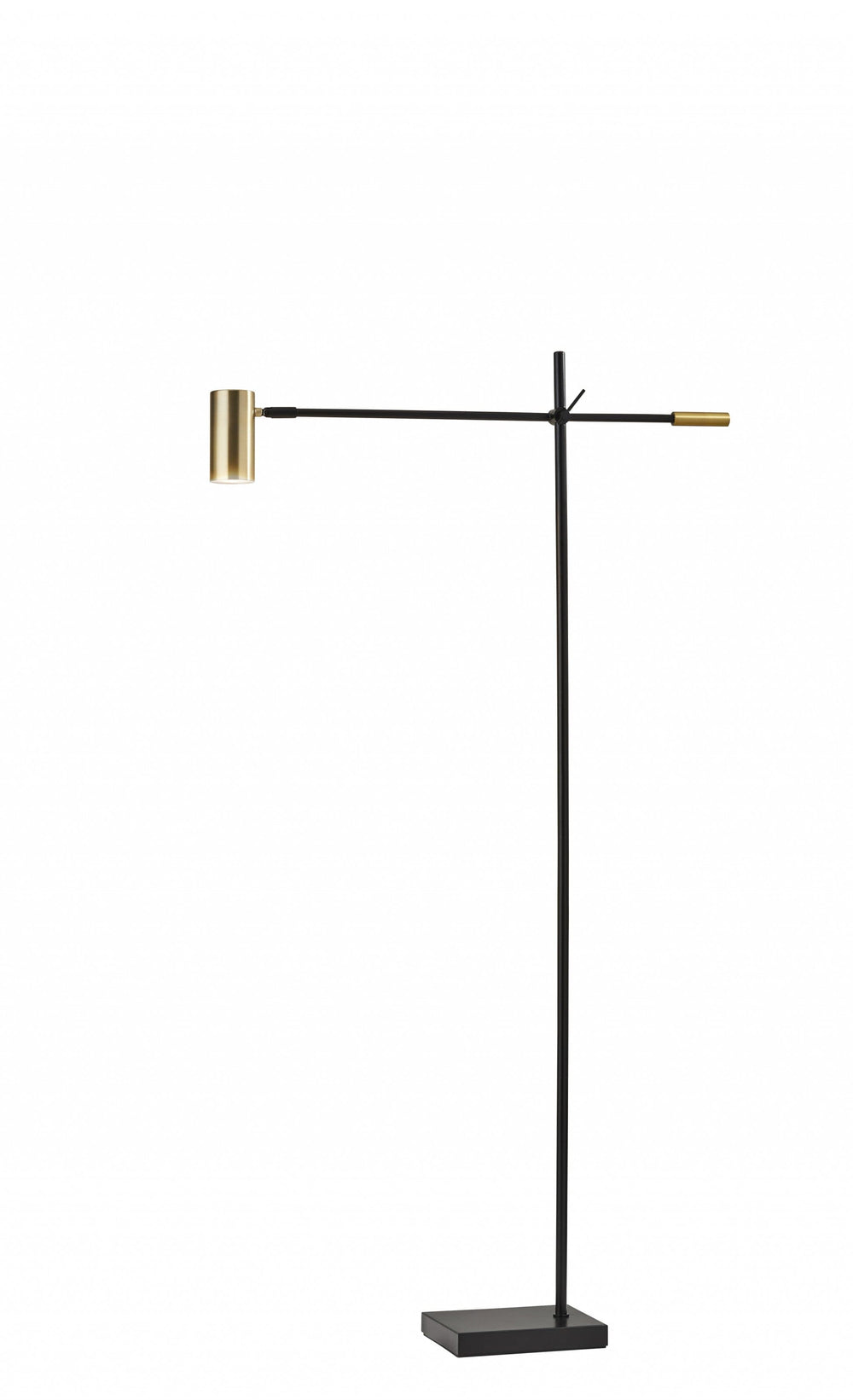 63" Black Adjustable LED Task Floor Lamp With Antiqued Brass Cylinder Shade - Homeroots - Flyclothing LLC
