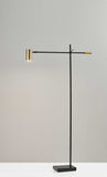 63" Black Adjustable LED Task Floor Lamp With Antiqued Brass Cylinder Shade - Homeroots