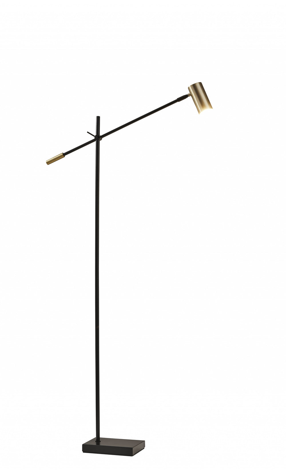 63" Black Adjustable LED Task Floor Lamp With Antiqued Brass Cylinder Shade - Homeroots - Flyclothing LLC