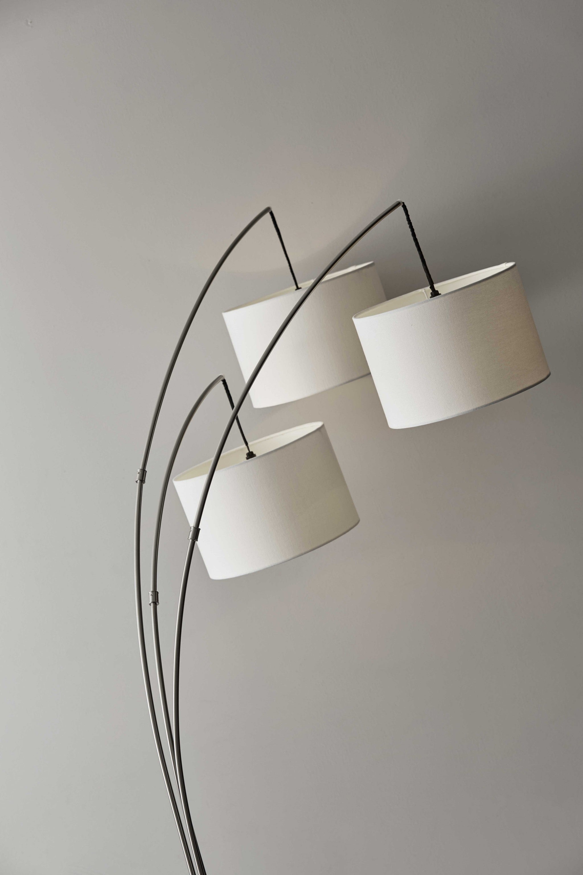 74" Steel Three Light Tree Floor Lamp With White Solid Color Drum Shade - Homeroots - Flyclothing LLC