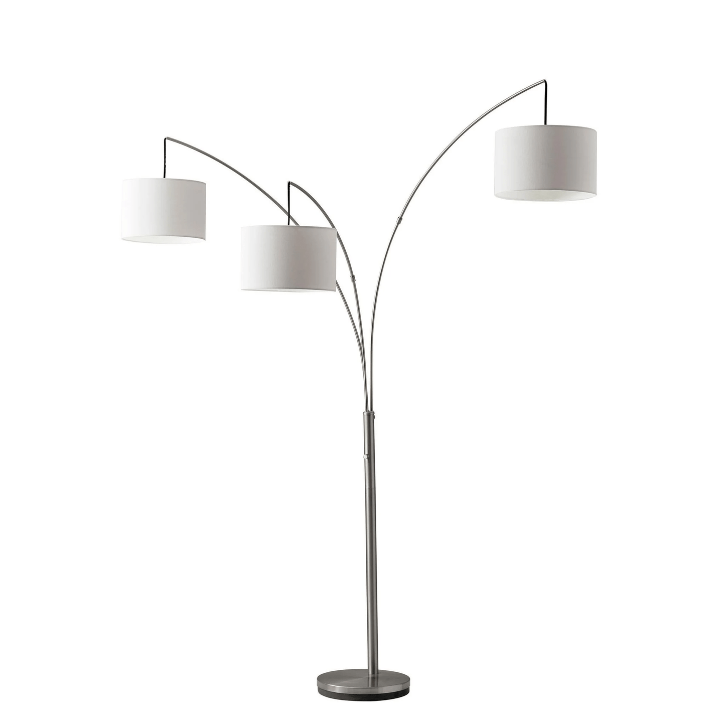 74" Steel Three Light Tree Floor Lamp With White Solid Color Drum Shade - Homeroots - Flyclothing LLC