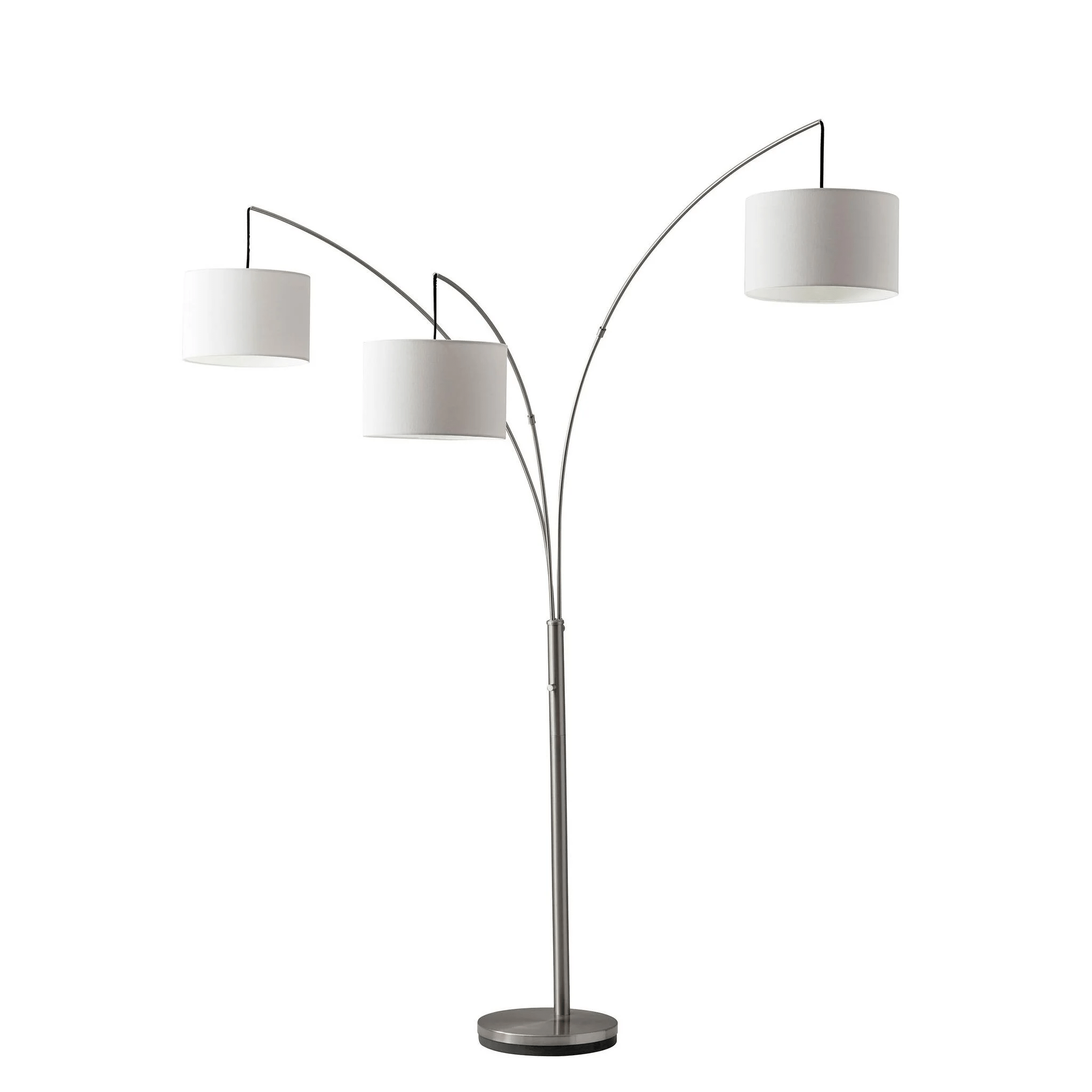 74" Steel Three Light Tree Floor Lamp With White Solid Color Drum Shade - Homeroots - Flyclothing LLC
