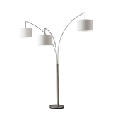 74" Steel Three Light Tree Floor Lamp With White Solid Color Drum Shade - Homeroots