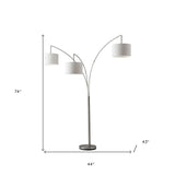 74" Steel Three Light Tree Floor Lamp With White Solid Color Drum Shade - Homeroots - Flyclothing LLC